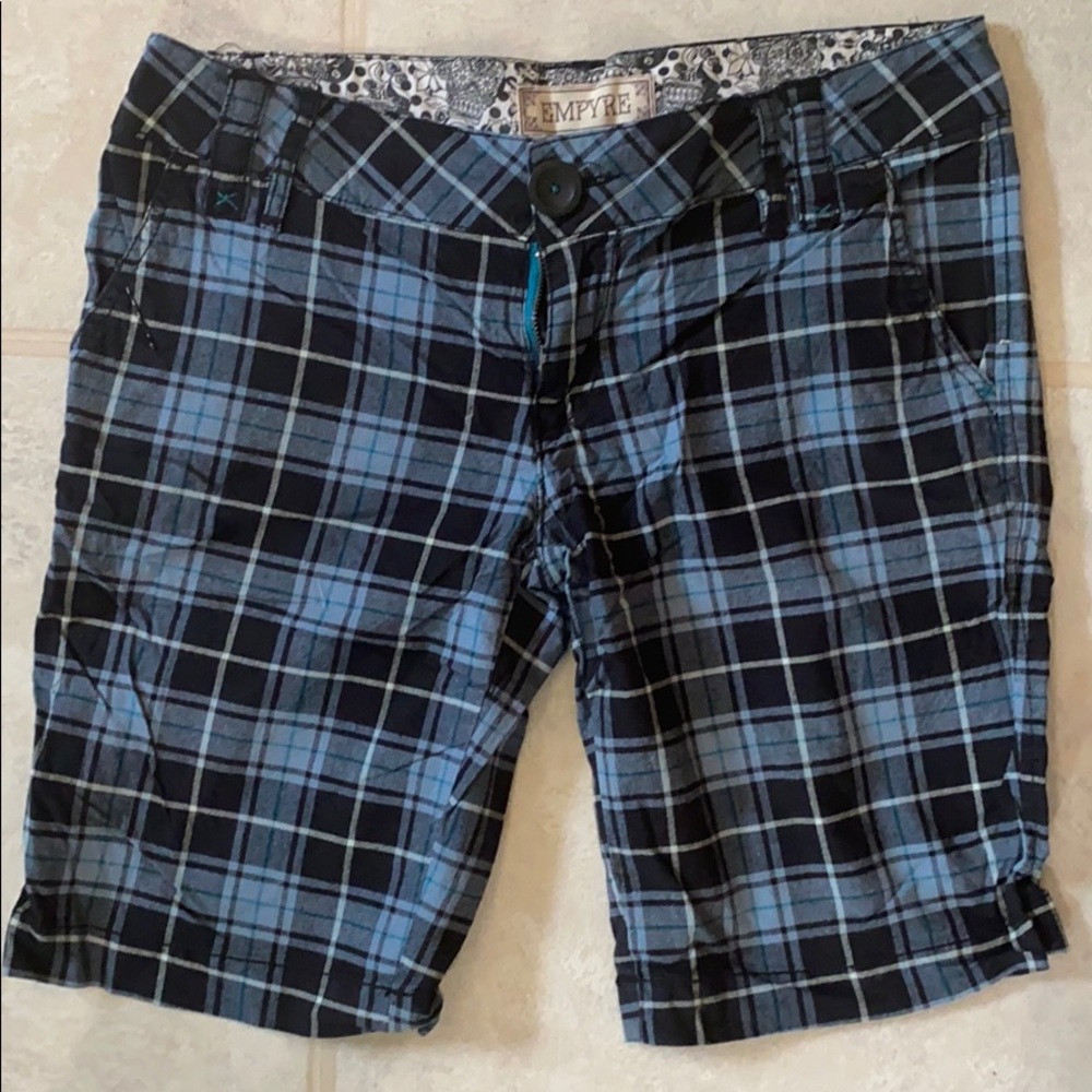 Blue plaid shorts